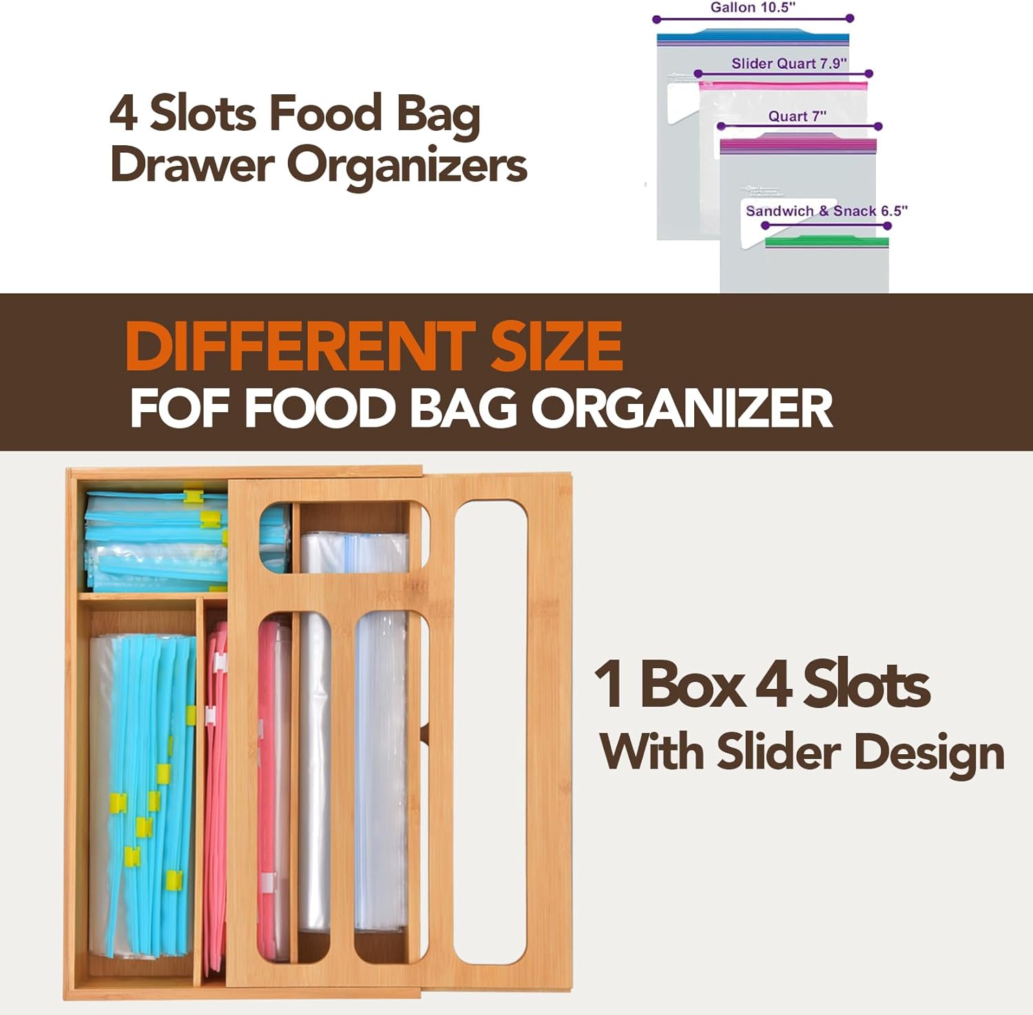 Bread Box for Kitchen Countertop,Bamboo Bread Box,Corner Bread box with Plastic Bag Organizer,Kitchen Countertop Food Storage Box with 2-Tier Storage,Farmhouse BreadBox with Window for Kitchen Counter - Image 4