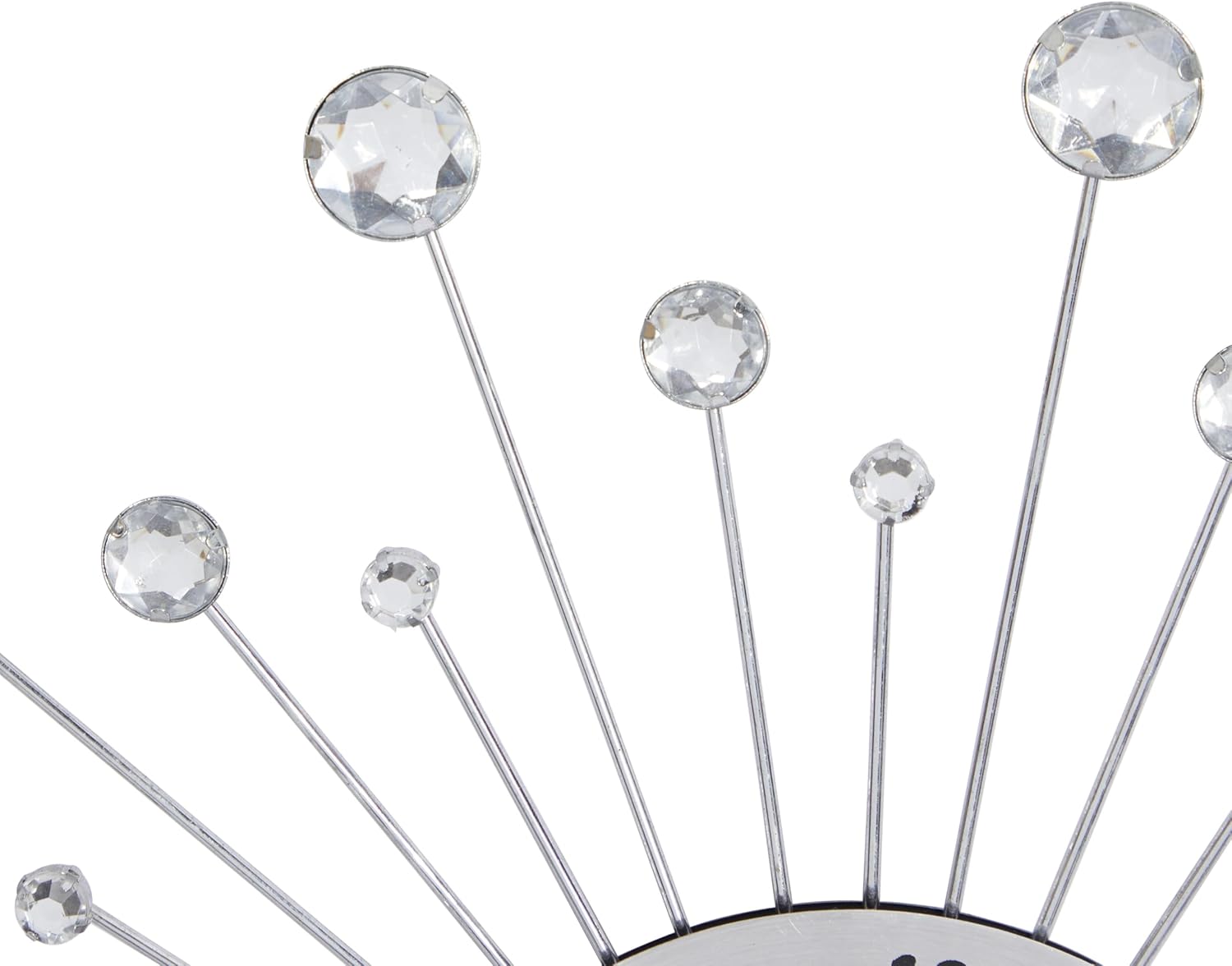 Deco 79 Metal Starburst Decorative Wall Clock With Crystal Accents for Home and Room, 15" x 2" x 15", Silver - Image 4