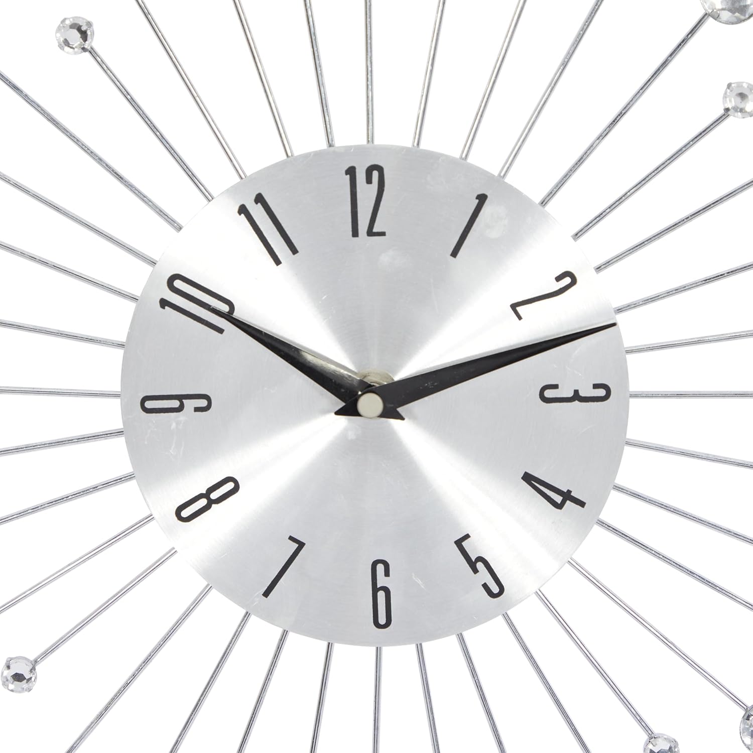 Deco 79 Metal Starburst Decorative Wall Clock With Crystal Accents for Home and Room, 15" x 2" x 15", Silver - Image 5