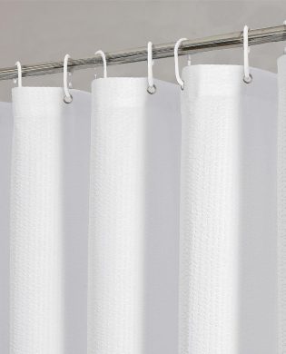 Berry White Shower Curtain Set, Embossed Textured Fabric Bathroom Curtain for Bathroom - Soft Cloth & Hotel Spa, Water Resistance, Machine Washable Shower Curtain with 12 Hooks, 72X72, White