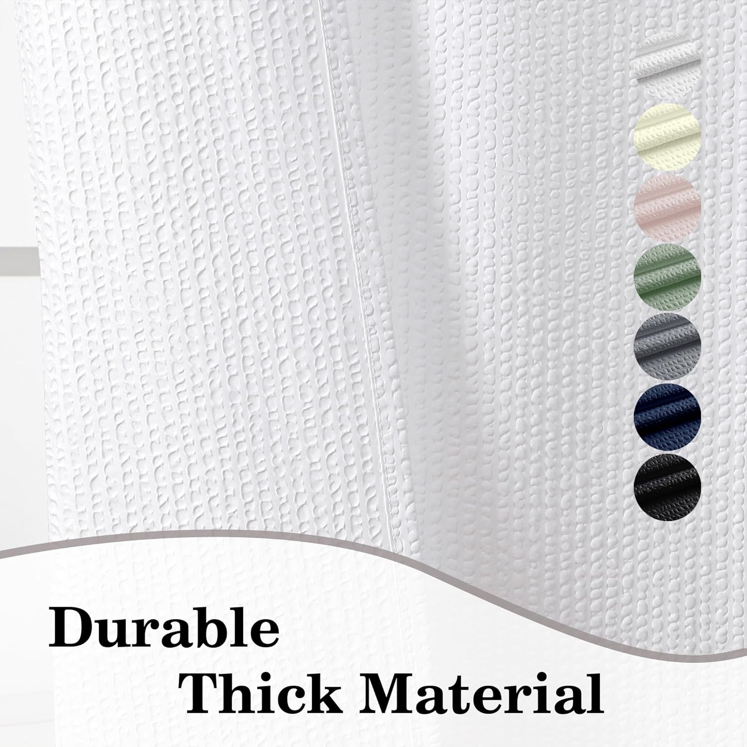 Berry White Shower Curtain Set, Embossed Textured Fabric Bathroom Curtain for Bathroom - Soft Cloth & Hotel Spa, Water Resistance, Machine Washable Shower Curtain with 12 Hooks, 72X72, White - Image 6