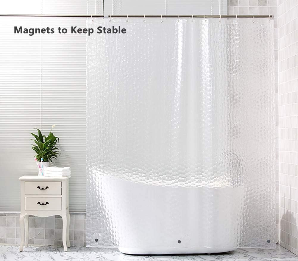 Shower Curtain Liner - Clear Shower Curtain Set with Hooks | 72"x72" - Image 4