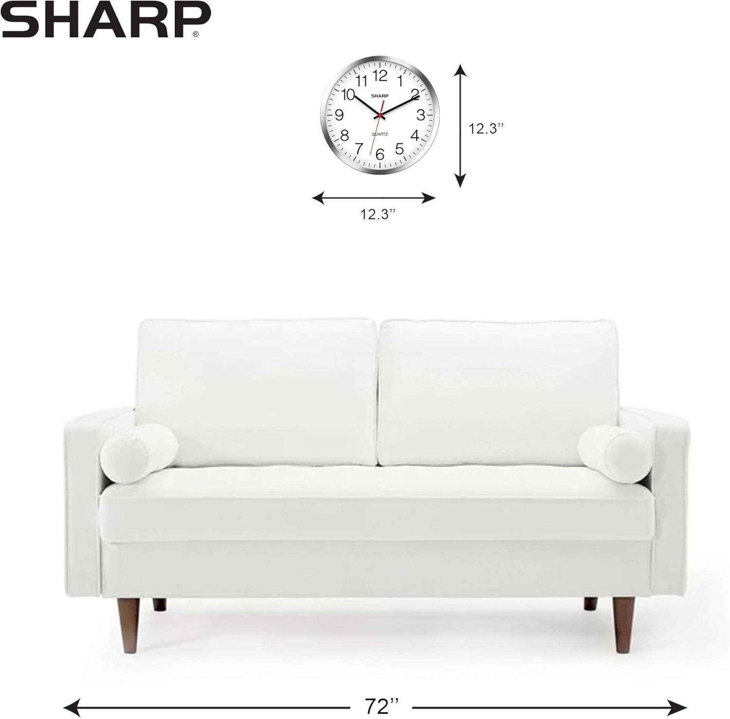 Sharp Wall Clock – Silver/Chrome, Silent Non Ticking 12 Inch Quality Quartz Battery Operated Round Easy to Read Home/Kitchen/Office/Classroom/School Clocks, Sweep Movement - Image 4