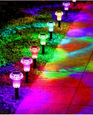 Solar Lights Outdoor Pathway Lights 8 Pack LED Waterproof Color Changing Mushroom for Garden Landscape Path Lawn Yard Decor