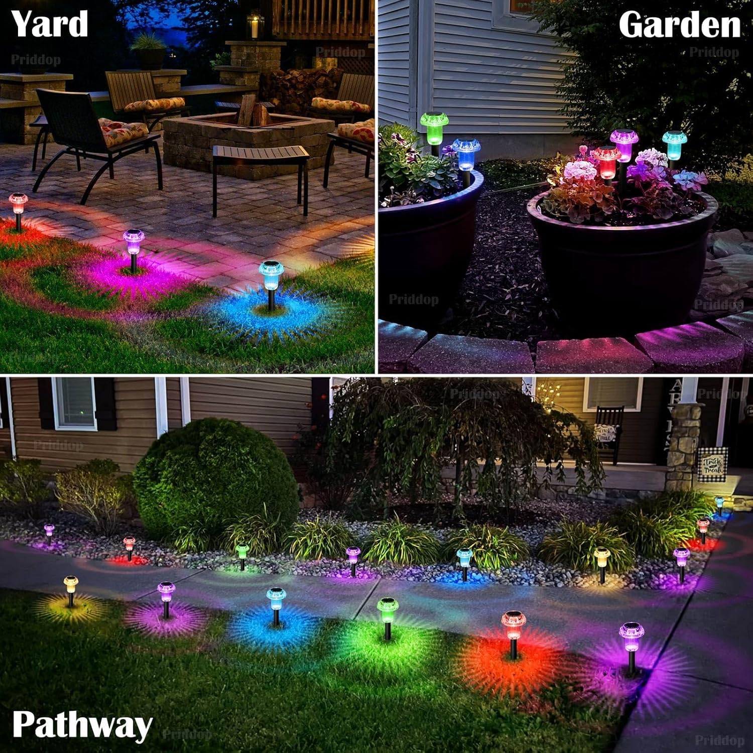 Solar Lights Outdoor Pathway Lights 8 Pack LED Waterproof Color Changing Mushroom for Garden Landscape Path Lawn Yard Decor - Image 4