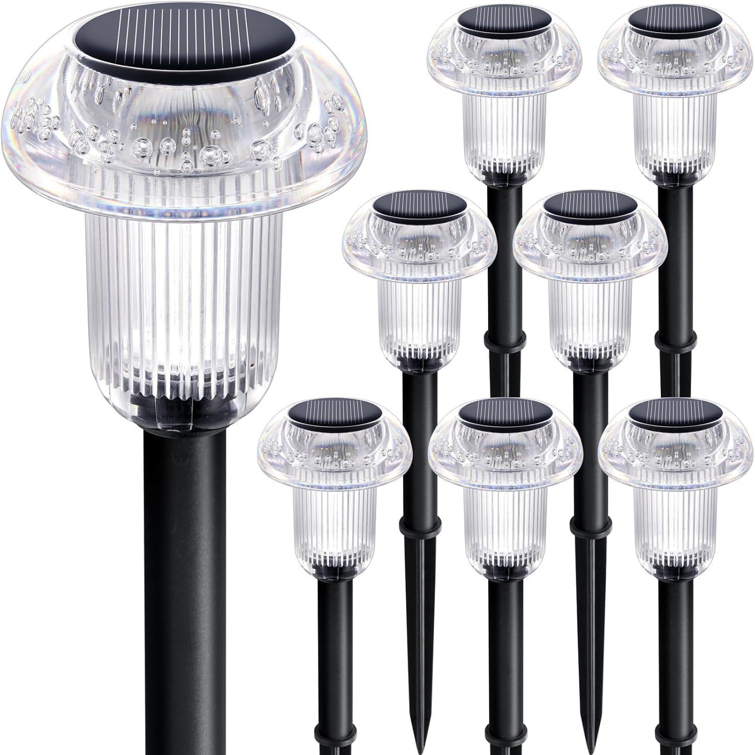 Solar Lights Outdoor Pathway Lights 8 Pack LED Waterproof Color Changing Mushroom for Garden Landscape Path Lawn Yard Decor - Image 8