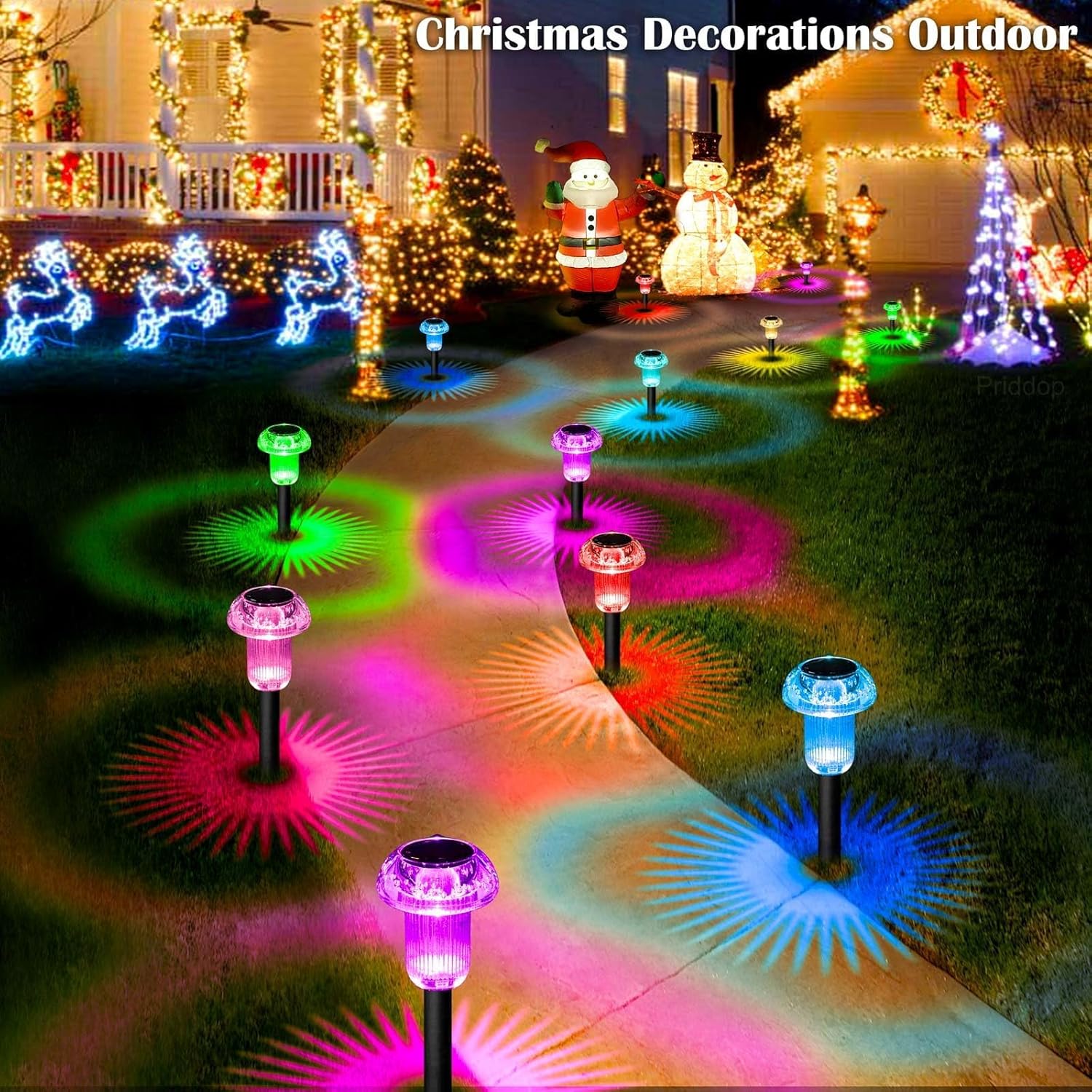 Solar Lights Outdoor Pathway Lights 8 Pack LED Waterproof Color Changing Mushroom for Garden Landscape Path Lawn Yard Decor - Image 9