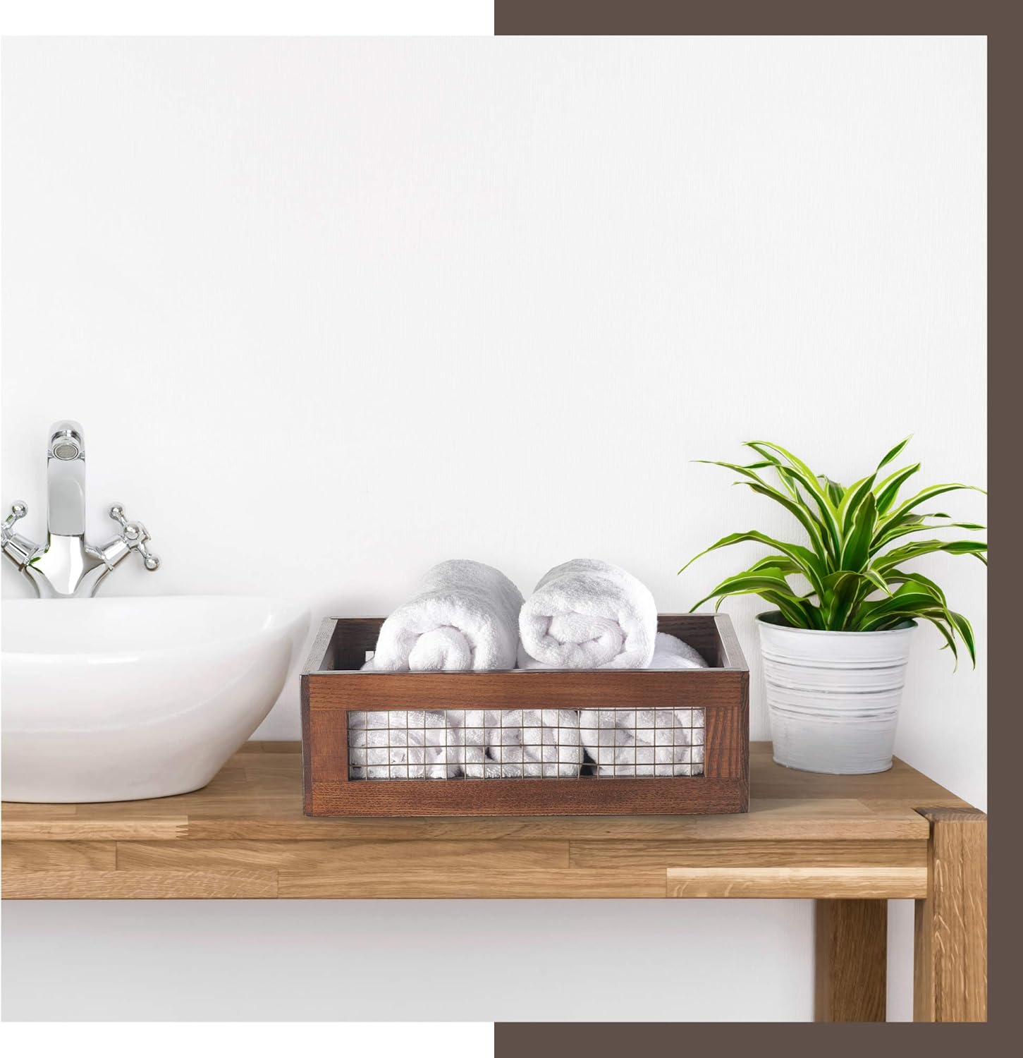 Wooden Countertop Baskets Set of 2 for Kitchen, Bathroom, Pantry|Wall Mount Upgrade with Full Accessories| Rustic Nesting Boxes|Wooden Organizer Crates for Fruit, Vegetables, Produce, Bread - Image 7